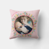 2つのフォト抽象芸術カラフル&アーカスタムト文字ピンク クッション (裏面)