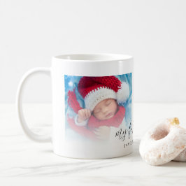 2つのフォト新生児初めてのクリスマス名 コーヒーマグカップ