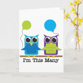 『2つのフクロウたち』 カード (黄色い花)