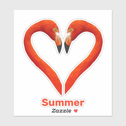 2つのフラミンゴとハートシェイプ(編集可能文字) シール (シート)