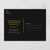 2つのフラミンゴスラブブラック&金ゴールドは日付カードを保存 案内ポストカード (裏面)