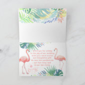 2つのフラミンゴ熱帯花のための美しいおとぎ話 サンキューカード (内部)