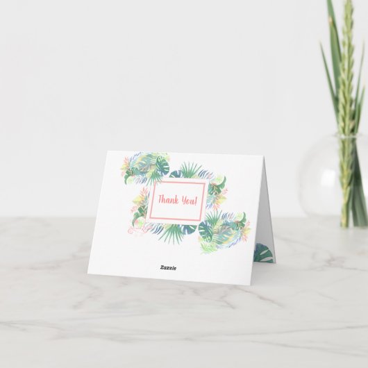 2つのフラミンゴ熱帯花のための美しいおとぎ話 サンキューカード (裏面)