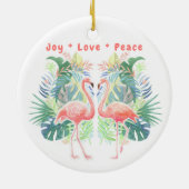 2つのフラミンゴ熱帯花のための美しいおとぎ話 セラミックオーナメント (裏面)
