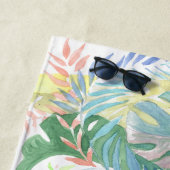 2つのフラミンゴ熱帯花のための美しいおとぎ話 ビーチタオル (インサイチュ)