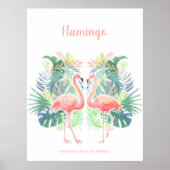 2つのフラミンゴ熱帯花のための美しいおとぎ話 ポスター (正面)