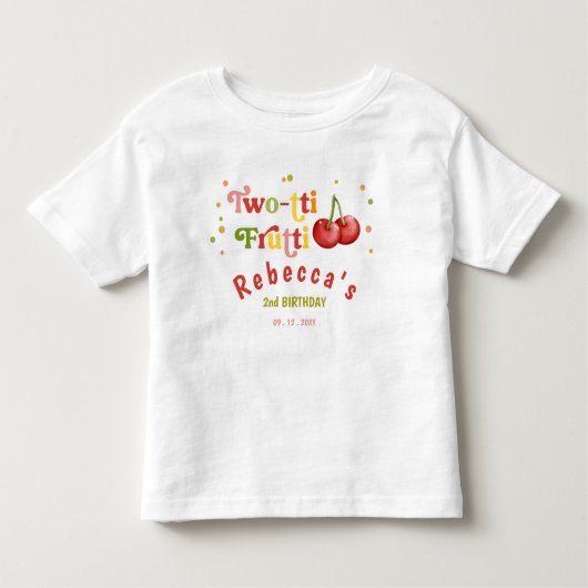 2つのフルーティおもしろい2番目の誕生日パーティー トドラーTシャツ (正面)