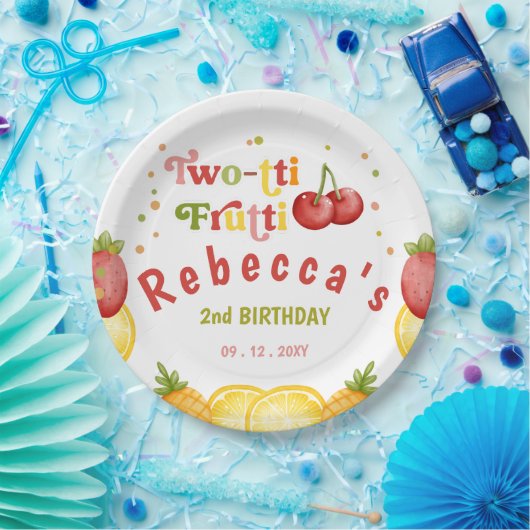 2つのフルーティおもしろい2番目の誕生日パーティー ペーパープレート (パーティー)