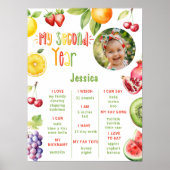 2つのフルーティ2番目の誕生日フォトマイルストーン ポスター (正面)