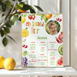 2つのフルーティ2番目の誕生日フォトマイルストーン ポスター