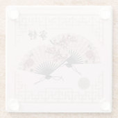 2つのフローラアジアのピンクファン「セレニティ」デジタルアート ガラスコースター (裏面)