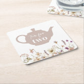 2つのフローラ スクエアペーパーコースター (アングル)