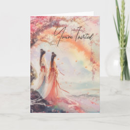 2つのブライド結婚式の招待デジタルプリント 招待状