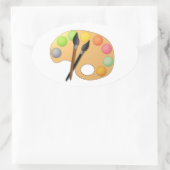 2つのブラシを持つアートカラーパレット 楕円形シール (バッグ)