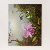 2つのブラジルのハミングバードを持つカトレヤの蘭 ジグソーパズル (縦)