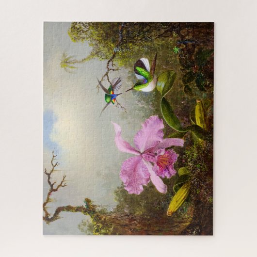 2つのブラジルのハミングバードを持つカトレヤの蘭 ジグソーパズル (縦)