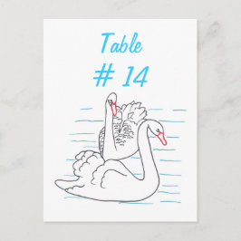 2つのブラックスワンスケッチテーブル番号はがき ポストカード