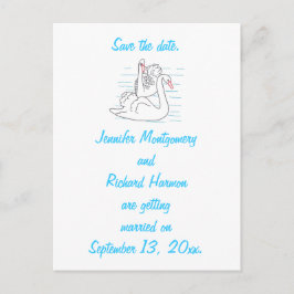 2つのブラックスワンスケッチ日付はがきを保存する 案内ポストカード