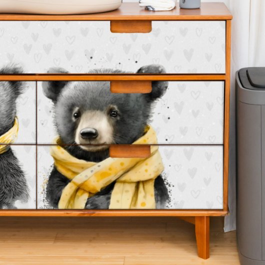 2つのブラックベアズ子供部屋デコパージュ 薄葉紙