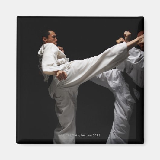 2つのブラックベルトのスパーリング マグネット (正面)