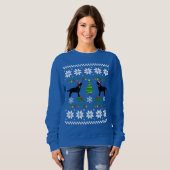 2つのブラックラブラドールサンタクリスマスパターン スウェットシャツ (正面フル)