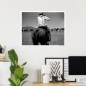 2つのブランドの馬にカウボーイ。 ポスター (ホームオフィス)