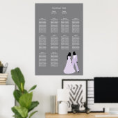 2つのブリッ結婚ドの(薄紫とグレー)シーティングプラン ポスター (ホームオフィス)