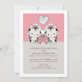 2つのブリデスキャットテーマのゲイ結婚ズ 案内状