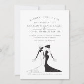 2つのブリデス1940sスタイルブライダルガウン結婚ズ 招待状 (正面)