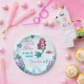 2つのブルーパープルマーメイドガールズ2nd誕生日 ペーパープレート (パーティー)