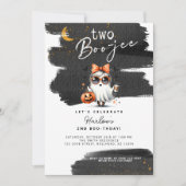 2つのブージェかわいい幽霊ハロウィーン2nd誕生日 招待状 (正面)