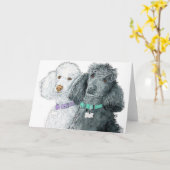 2つのプードルグリーティングカード カード (黄色い花)