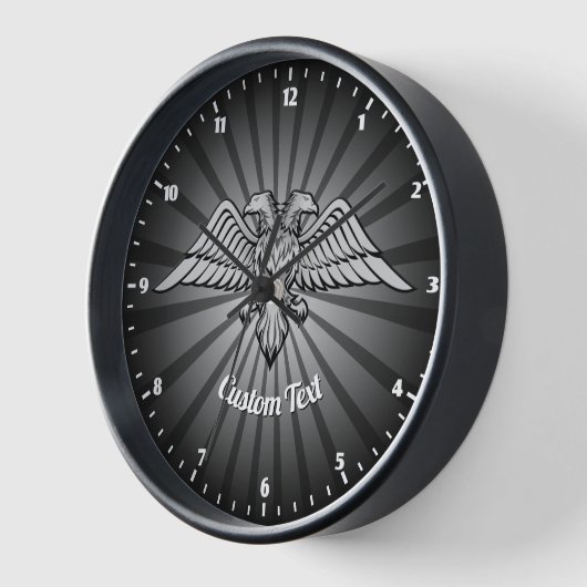 2つのヘッドウォールクロックを持つ灰色の鷲 壁時計 (傾斜)