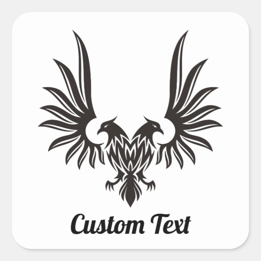 2つのヘッド正方形ステッカー付きイーグル スクエアシール (正面)