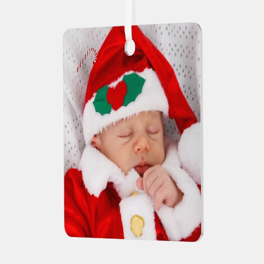 2つのベビーファミリ写真 メタルオーナメント (正面左)