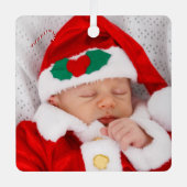 2つのベビーファミリ写真 メタルオーナメント (正面)