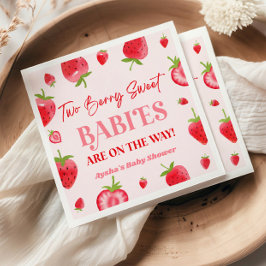 2つのベリー甘いベビーストロベリーツインベビーシャワー スタンダードランチョンナプキン