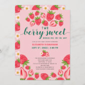 2つのベリー甘いベビーツインストロベリーベビーシャワー 招待状 (正面/裏面)