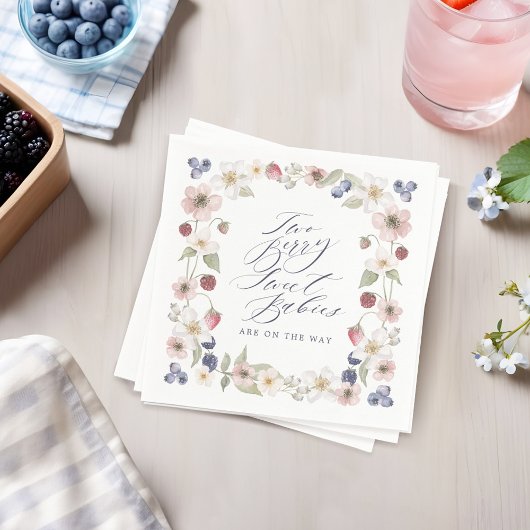 2つのベリー甘いベビーワイルドベリー&フラワーシャワー スタンダードカクテルナプキン