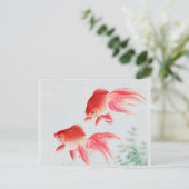 2つのベール金魚ヴィンテージ ポストカード (スタンド正面)