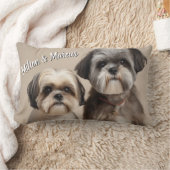 2つのペットの写真と名前Memory Gift ランバークッション (ブランケット)