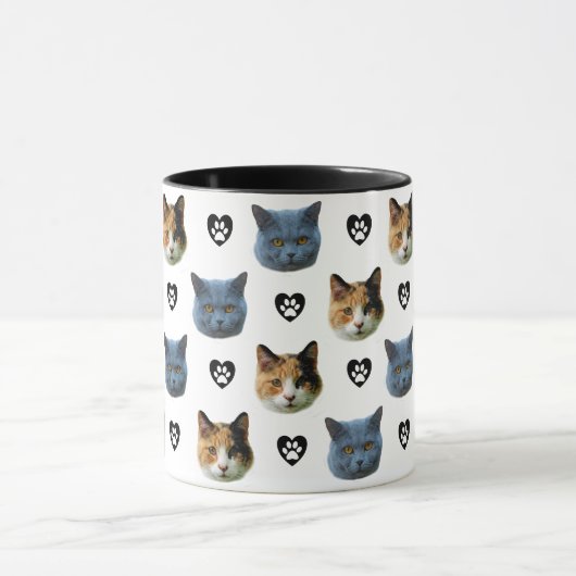 2つのペット顔、独自の写真を作成 マグカップ (中央)