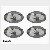 2つのホッキョクグマの子 楕円形シール (シート)