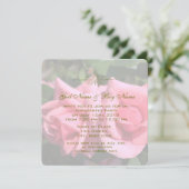 2つのホットピンクのバラ花婚約パーティ 招待状 (スタンド正面)