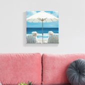 2つのホワイトテリアリラックスズのビーチ – 子供 キャンバスプリント (インサイチュ (リビング))