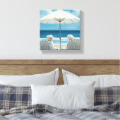 2つのホワイトテリアリラックスズのビーチ – 子供 キャンバスプリント (インサイチュ (寝室))