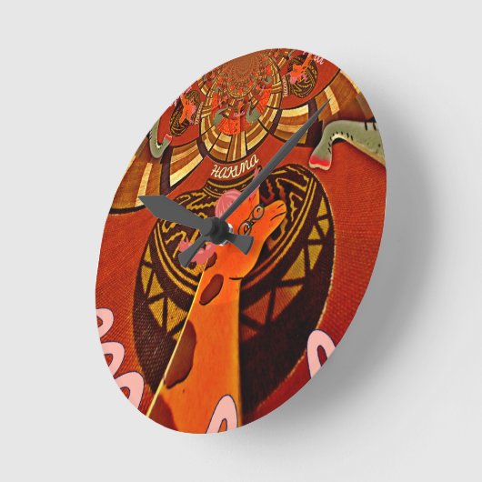 2つのポニーテールの芸術のキリン ラウンド壁時計 (傾斜)