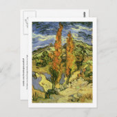 2つのポプラの上の道路、ヴァンゴッホファインアート ポストカード (正面/裏面)