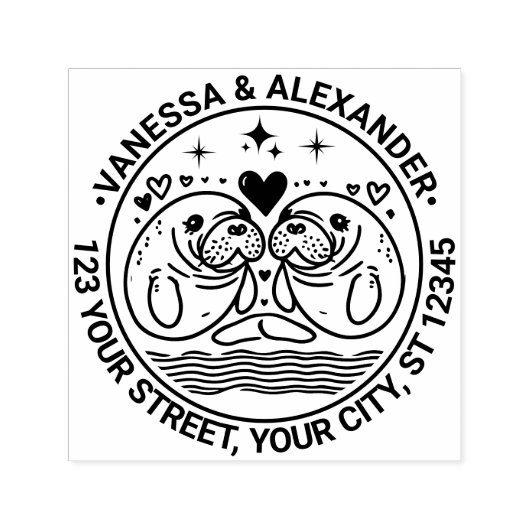 2つのマナーテインラブカップル名差出人住所 セルフインキングスタンプ (デザイン)