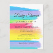 2つのママ虹の美しいレズビアン赤ちゃんシャワー インビテーションポストカード (正面)